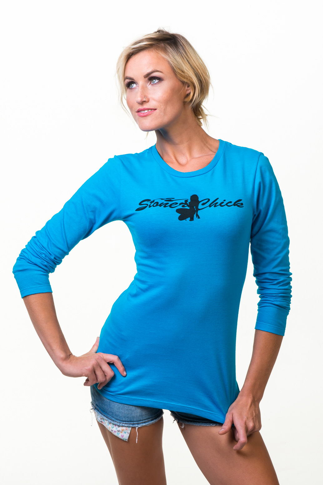 Black Logo - Long Sleeve Tee (size: Small, color: Turquoise)